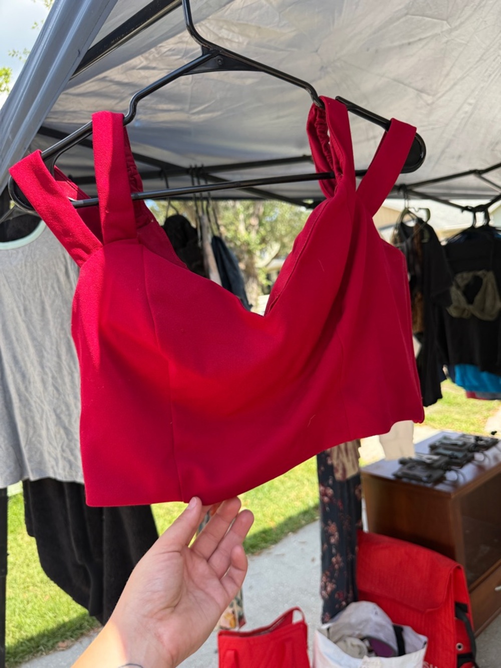 Women’s Red Tank Top – Sleeveless Crop Style